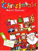 3X Kerst Advent kalender - Kleurboek met stickers - A4 formaat