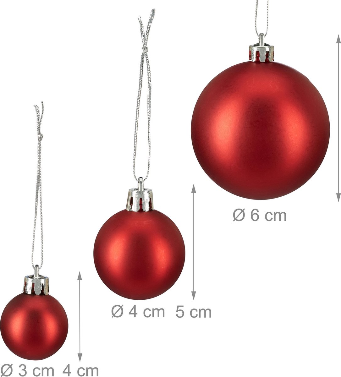 Kerstballen - set van 100 - plastic - rood – foto 5