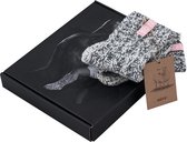 SOXS® Warm Wool Baby Socks Anti-Slip - Gris - Étiquette Baby Pink - Taille 19/28