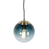 QAZQA pallon - Art Deco Hanglamp - 1 lichts - Ø 200 mm - Blauw - Woonkamer | Slaapkamer | Keuken