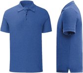 Senvi - Fit Polo - Getailleerd - Maat M - Kleur Royal Blauw Melee - (Zacht aanvoelend)