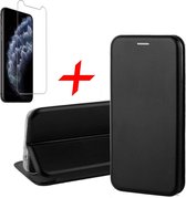 iPhone 11 Pro Max Hoesje + Screenprotector Case Friendly - Book Case Flip Wallet - iCall - Zwart