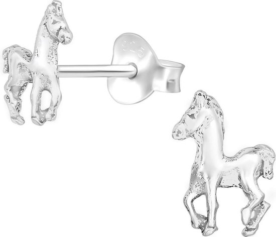 Joy|S - Zilveren paard oorbellen 5 x 8 mm pony paardje | bol.com