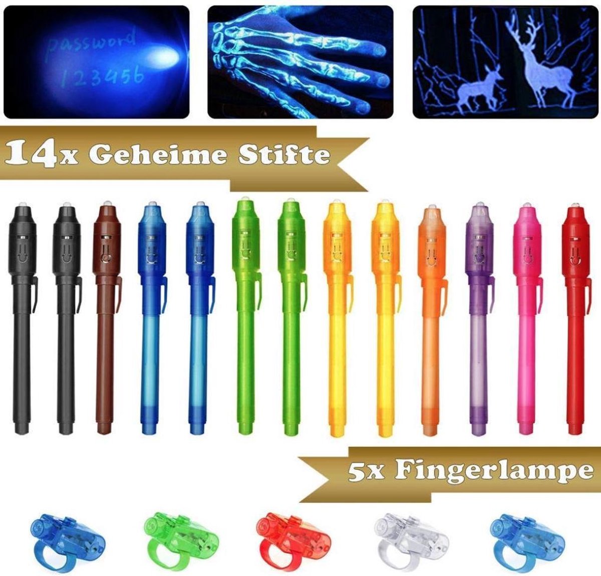 Glow In The Dark Stiften Uv Pen Onzichtbare Inkt Geheimschrift Met Lampje... | bol.com