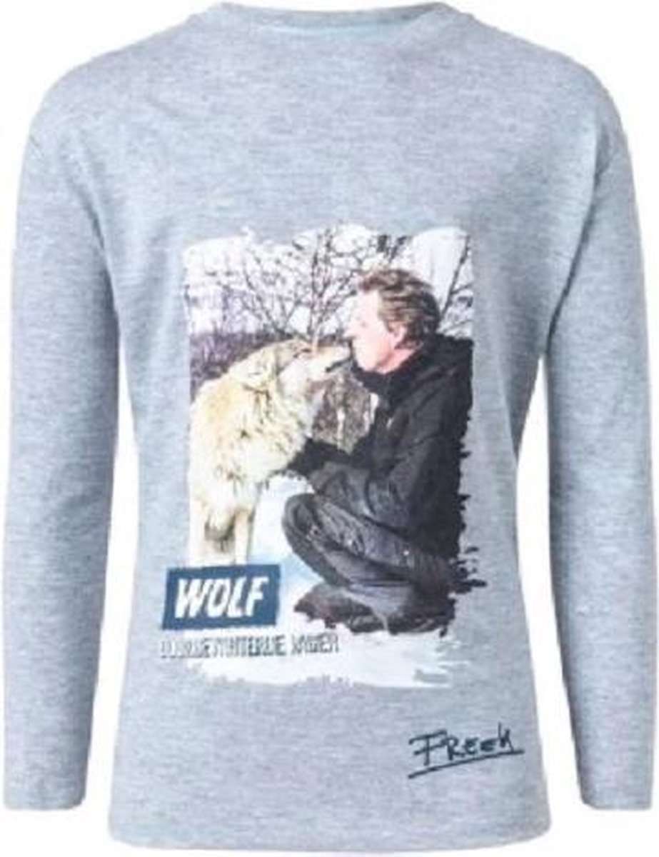 Freeks t-shirt, maat 116-122, grijs met opdruk Freek Vonk en wolf | bol.com