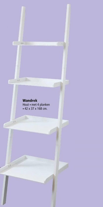 Wandrek wit hout - 4 planken 168 cm hoog | bol.com