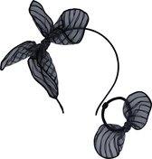Jessidress Haarband Diadeem met Sterke Haar elastiek Haar strikjes - Zwart