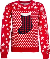 Amantes Foute kersttrui - rood met sok - Voor kinderen - maat 140/146 - Incl. Giftbox - 100% Katoen