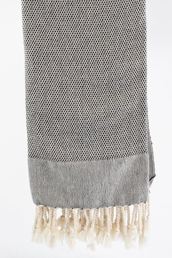 uit Turkije By Aquatolia Hamamdoek Kisthene - 100% Zacht Katoen - Strandlaken - Handdoek - Zwart - 100cm x 180cm - Originele hamamdoek uit Turkije