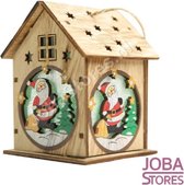 Mini maison de Noël en bois avec lumières du père Noël