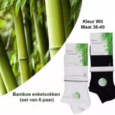 Beschermde voeten met Bamboe enkelsokken | Kleur Wit | Maat 36-40 | set van 6 paar