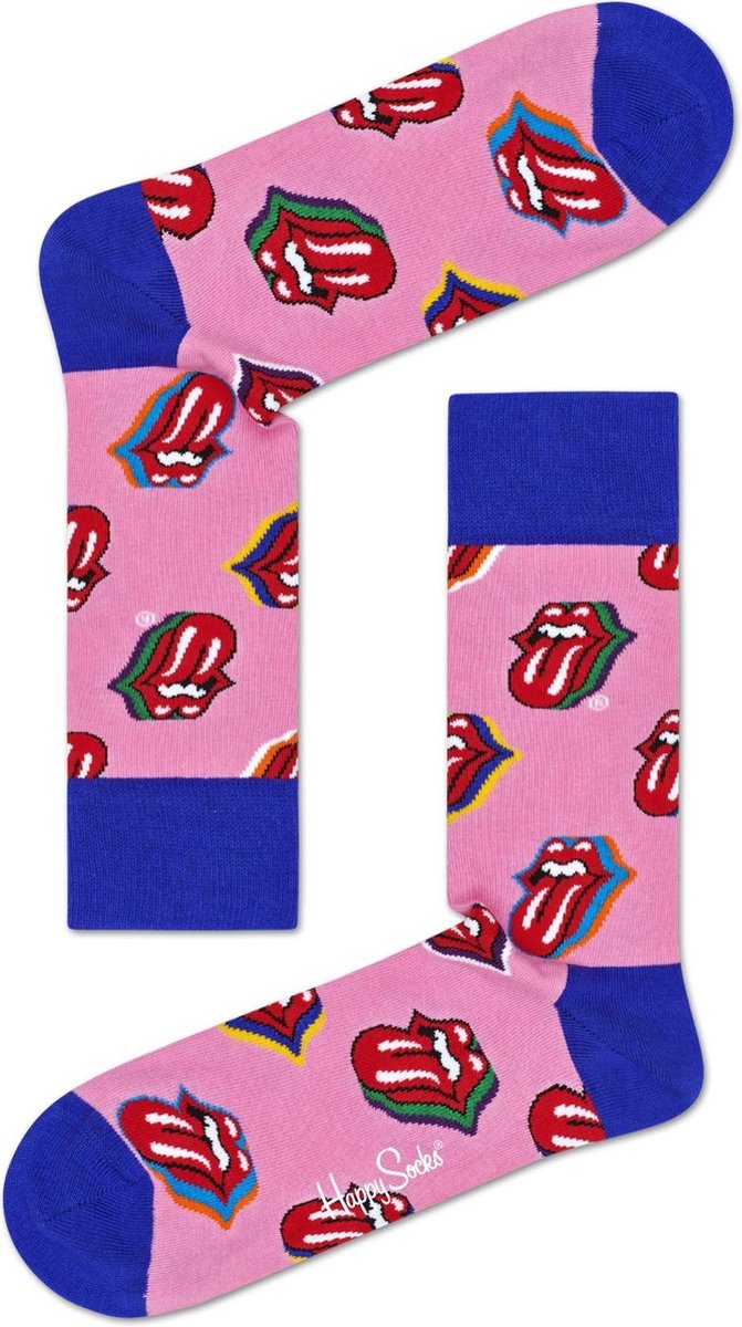 Happy Socks X Rolling Stones CandyKiss Sok | Roze met Blauw | RLS01-3301 | Maat 36-40