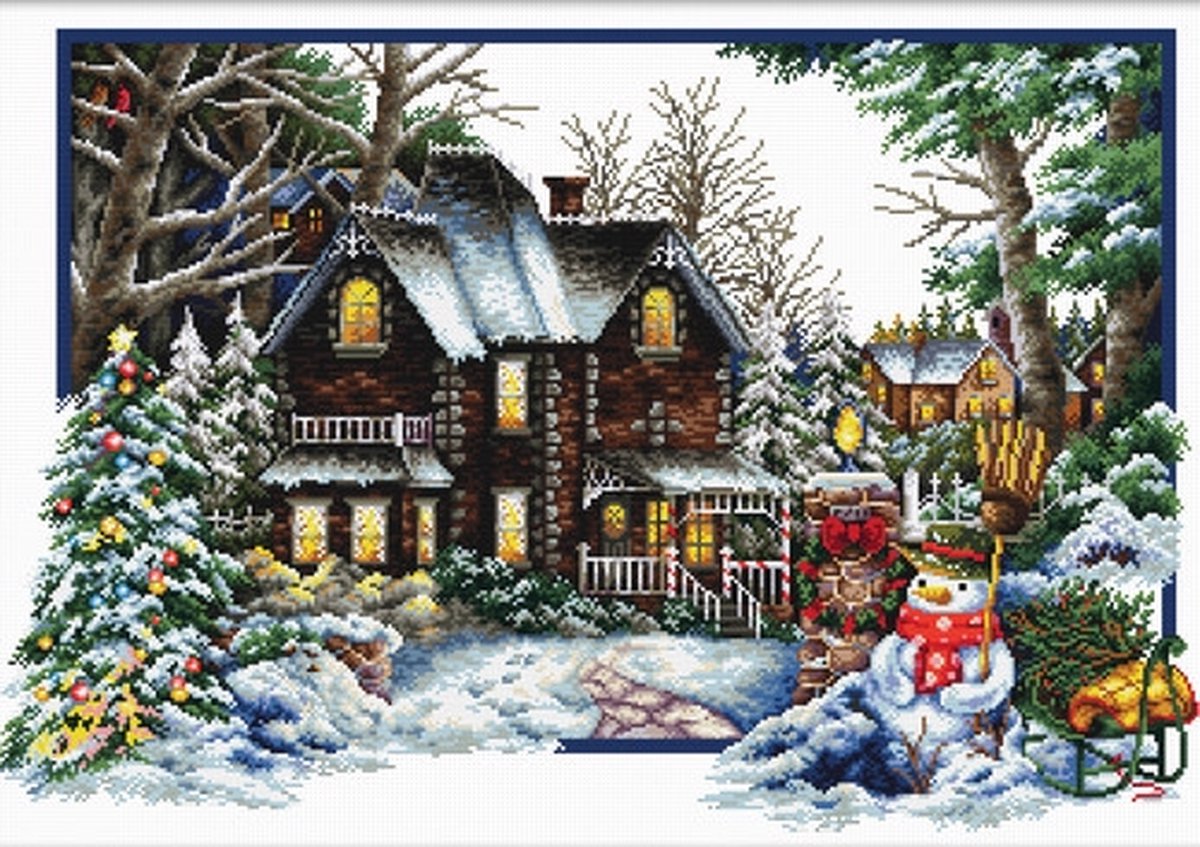 Volledige Borduurpakketen Volwassenen - Voorbedrukt - Hobby en Creatief - Borduurset - Needleart World voorbedrukt borduurpakket Winter komt op aida 740.072