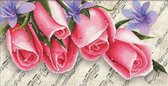 Volledige Borduurpakketen Volwassenen - Voorbedrukt - Hobby en Creatief - Borduurset - Voorbedrukt borduurpakket Pink Roses & Music rose rozen met muziek op aida Needleart World