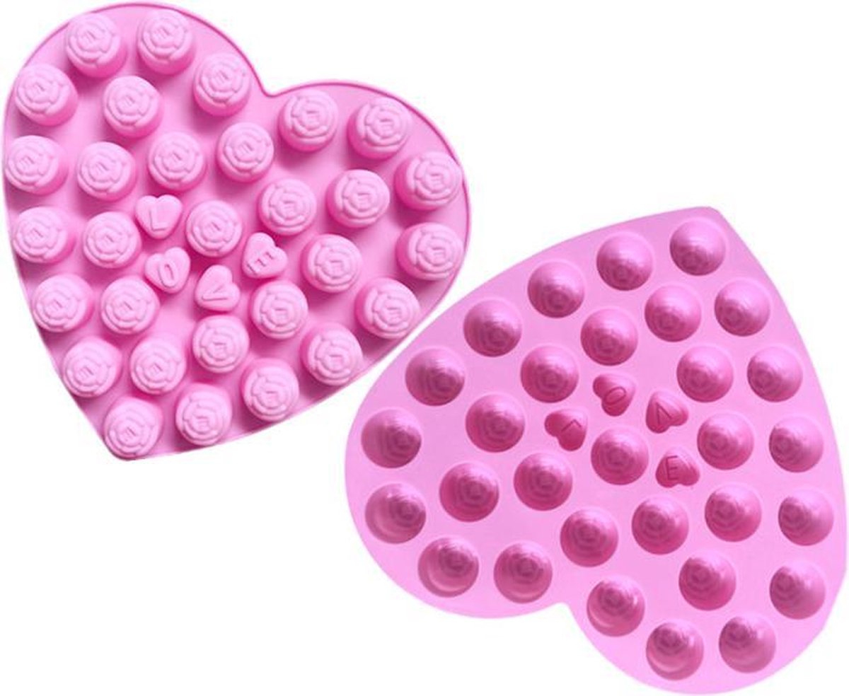 ProductGoods - Siliconen Bakvorm - Chocoladevorm - Bonbonvorm - Hartvorm Met Roosjes - Bakvormen - Valentijn