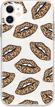 Fooncase Hoesje Geschikt voor iPhone 11 - Shockproof Case - Back Cover / Soft Case - Rebell Leopard Lips (leopard lippen)