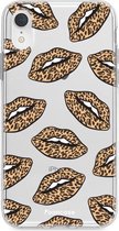 iPhone XR hoesje TPU Soft Case - Back Cover - Rebell Leopard Lips (leopard lippen)