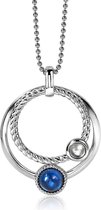 ZINZI zilveren hanger ronde cirkels blauw 32mm ZIH1963