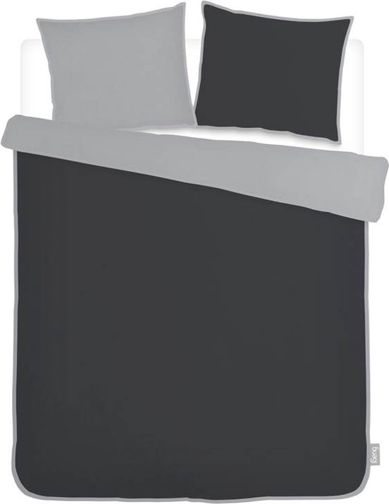 iSeng Uni Double - Dekbedovertrek - Eenpersoons - 140x200/220 cm + 1 kussensloop 60x70 cm - Antraciet/Grey
