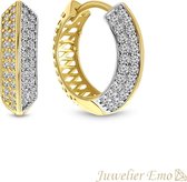 Juwelier Emo - 14 Karaat Gouden Dames Oorbellen met Zirkonia stenen - 16 mm