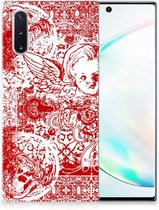 Geschikt voor Samsung Galaxy Note 10 Silicone Back Case Angel Skull Red