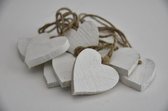 Decoratiehangers - Houten Hart 7x7cm White-wash 10 Stuks