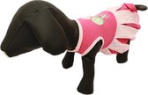 Leuk jurkje roze met print voor de hond - S ( rug lengte 24 cm, borst omvang 30 cm, nek omvang 24 cm )