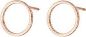 24/7 Jewelry Collection Cirkel Oorbellen - Open - Oorknopjes - Geborsteld - Minimalistisch - Rosé Goudkleurig