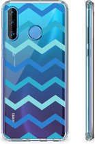 Huawei P30 Lite Doorzichtige Silicone Hoesje Zigzag Blauw