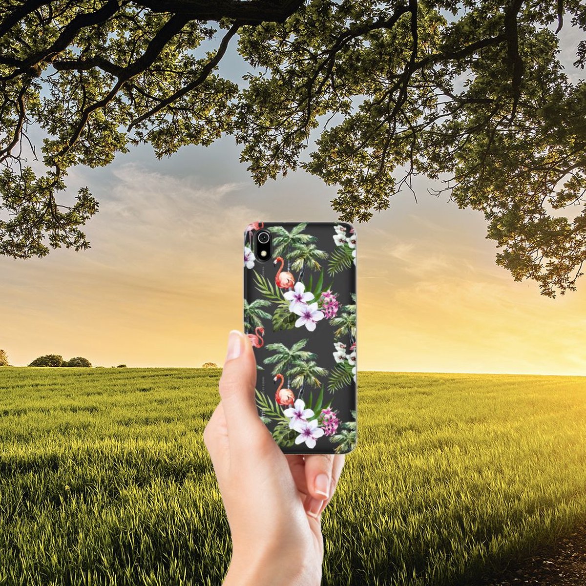 Xiaomi Redmi 7A TPU Hoesje Flamingo Palms