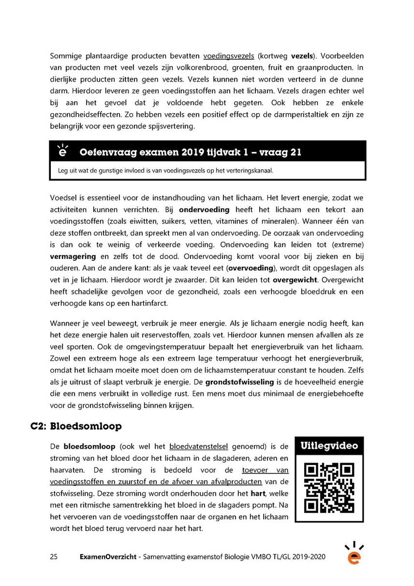 ExamenOverzicht Samenvatting Biologie VMBO TL/GL, ExamenOverzicht