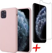 iphone 11 pro max hoesje - iphone 11 pro max case roze liquid siliconen - hoesje iphone 11 pro max apple - iphone 11 pro max hoesjes cover hoes - 1x iphone 11 pro max screenprotect