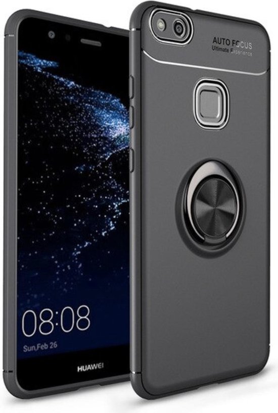 Coque arrière magnétique de Luxe pour Huawei P10 Lite - Zwart - TPU - Support magnétique pour voiture - Béquille