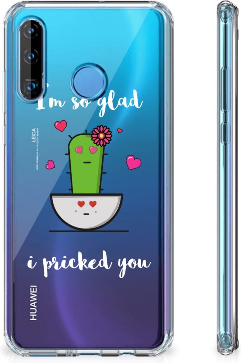 Huawei P30 Lite Stevig Bumper Hoesje Cactus Glad