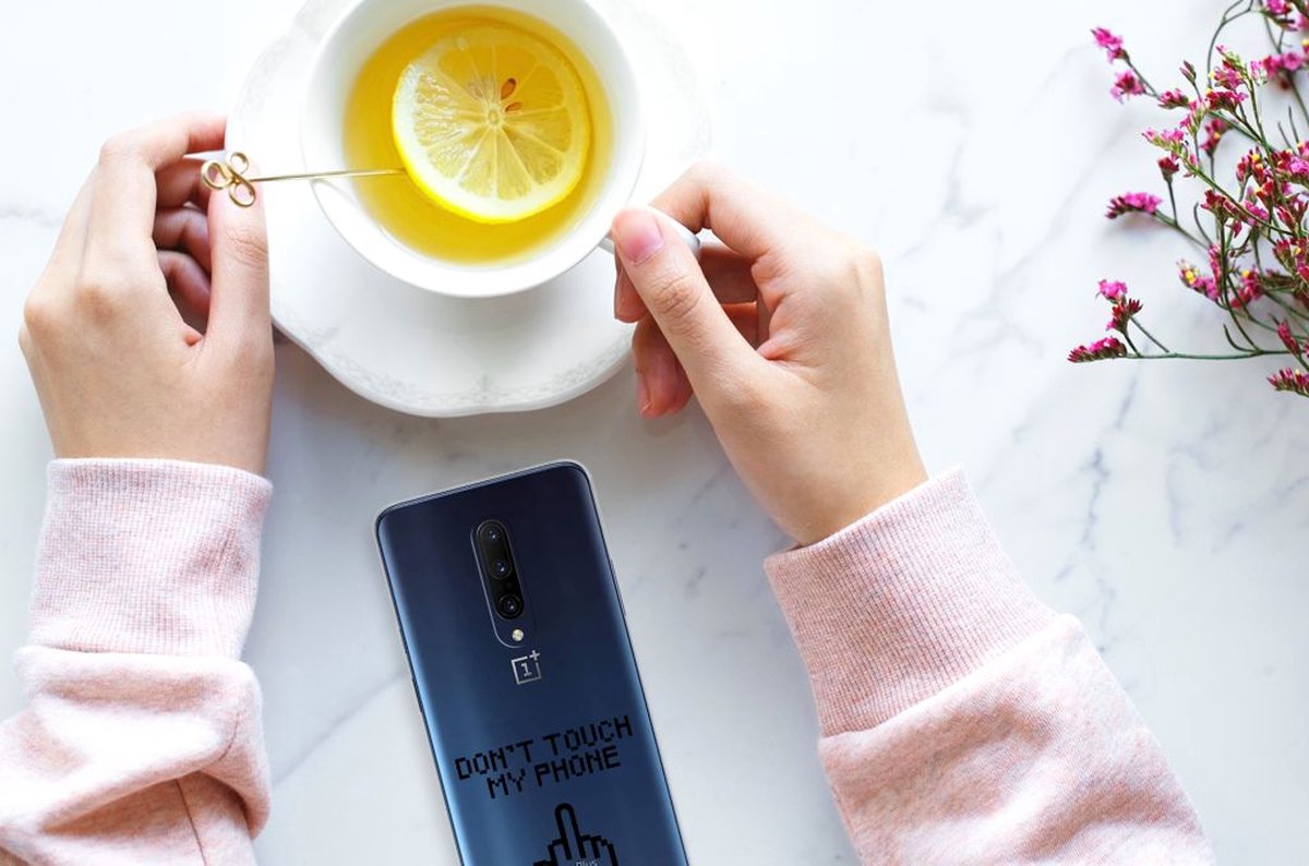 OnePlus 7 Pro Silicone-hoesje Finger Don't Touch My Phone