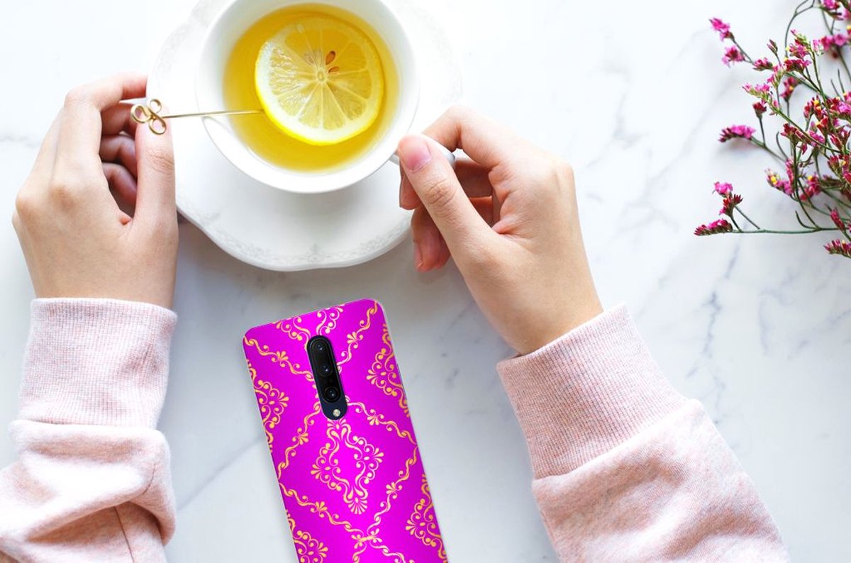 Back Cover voor Siliconen Hoesje OnePlus 7 Pro Barok Roze