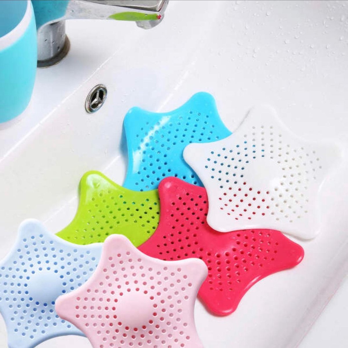 Siliconen badkamerzeefjes - Keukenzeefjes - Gootsteenzeefjes - 4 stuks Gootsteenputje Zeef Gootsteenmat Doucheputje Zeef 4 Pack Gootsteenzeef badkamerzeef keukenzeef ( Blauw, Roze, Groen, Wit)