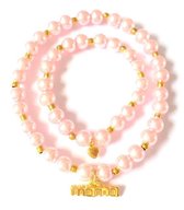 Pink Pearls Gold Mama & Baby Girl armbandenset