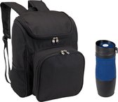 Picknicktas Backpack met thermosbeker donker blauw