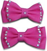 Jessidress Haarclip set met mooie strikjes van strass - Fushia