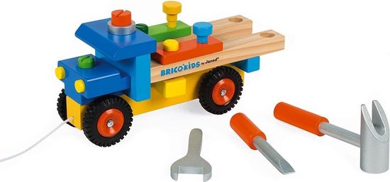 Janod Brico'Kids - DIY Vrachtwagen - 2-In-1 Speelgoed: Deze Kleurrijke Houten Bouwvrachtwagen Is Zowel Een Bouwpakket Als Een Vrachtwagen Die Kan Worden Rondgereden Dankzij Het Koord - Geschikt Vanaf 2 Jaar van Janod — afbeelding 3