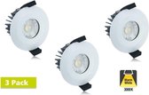 3 Pack - Led Downlighter 6w, 430 Lumen, 3000K Warm Wit, IP65, Dimbaar, Ø 70mm gatmaat Met Integral LED lamp