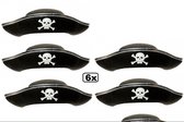 6x Piratenhoed junior 33 cm zwart/zilver