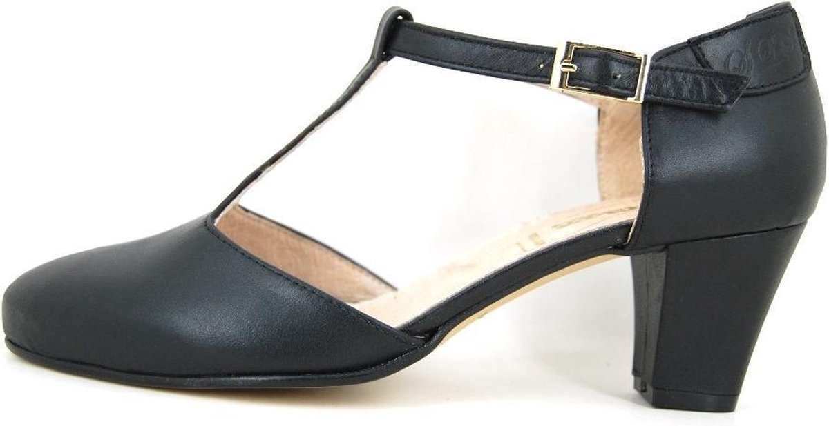 37,5 EU/7 US/5 UK Vintage 90 's zwart leder en mesh dikke hak Italiaanse schoenen-maat Schoenen damesschoenen Pumps 