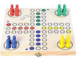 Ludo Opklapbaar Hout – Reisspel 30 x 30 cm – Met Opbergvak – Klassiek Familiespel voor 4 Spelers – Bordspel voor Thuis & Onderweg – Engelhart