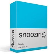 Snoozing - Flanel - Hoeslaken - Eenpersoons - 80x200 cm - Turquoise