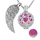 Quiges Engelenroeper 18mm Bolhouder met Ketting 90cm en Bolletje - Dames - Zilverkleurig Hartjes - EBS18184