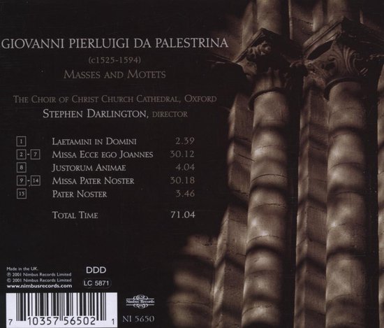 Christ Church Cathedral Choir, Stephen Darlington - Palestrina: Masses & Motets (CD)