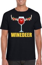 Foute Kerst t-shirt wijntje Winedeer zwart voor heren 2XL