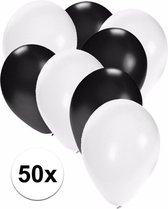 50x ballons - 27 cm - décoration blanc / noir